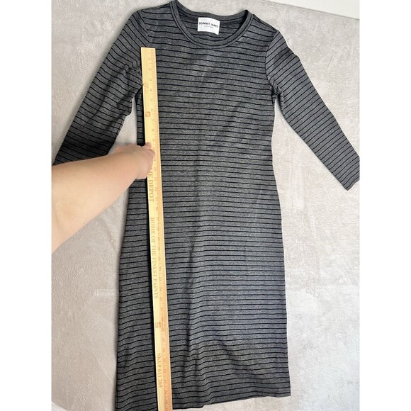 Sonnet James A Play Dress Women's Size XS Gray Black Striped Long Sleeve Stretch - Picture 7 of 15